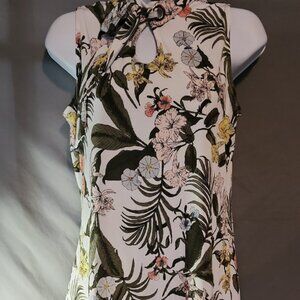 Liz Claiborne Floral Top with Gold Accents